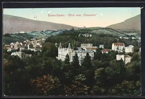 AK Baden-Baden, Blick vom Panorama auf die Stadt