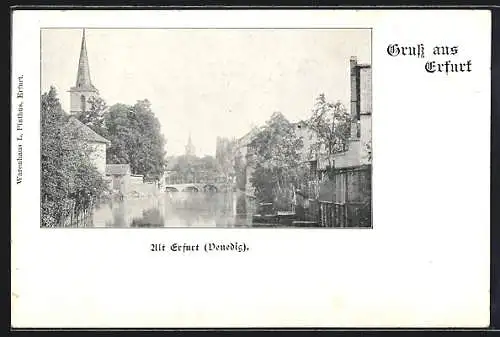 AK Erfurt, Alt-Erfurt, Venedig, Ortspartie mit Brücke