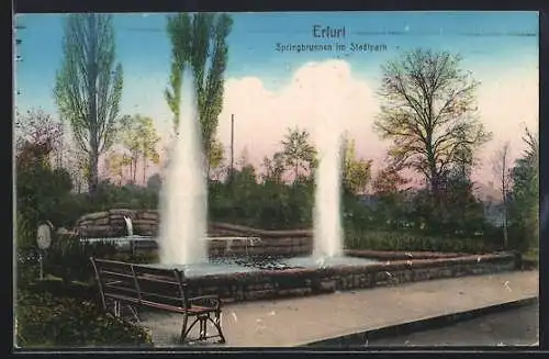 AK Erfurt, Springbrunnen im Stadtpark