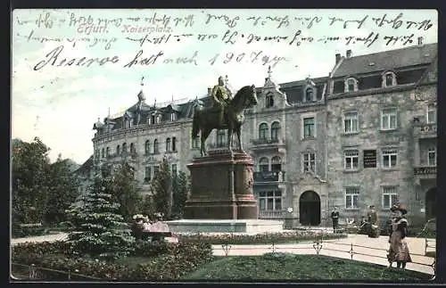 AK Erfurt, Kaiserplatz mit Denkmal