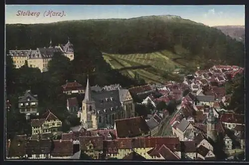 AK Stolberg im Harz, Blick auf die Kirche im Ort, Fliegeraufnahme