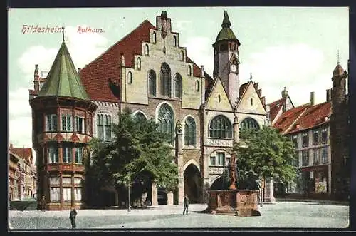 AK Hildesheim, Rathaus mit Brunnen