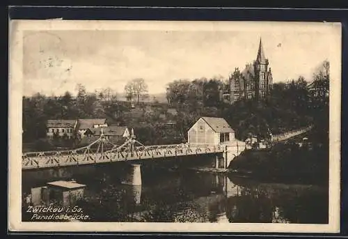 AK Zwickau i. Sa., Blick zur Paradiesbrücke