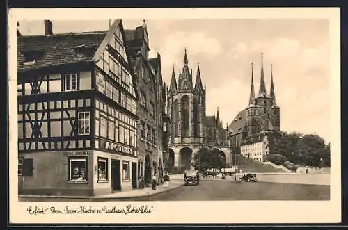 AK Erfurt, Dom, Severikirche und Gasthaus Hohe Lilie