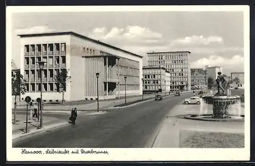 AK Hannover, Leibnizufer mit Duvelbrunnen