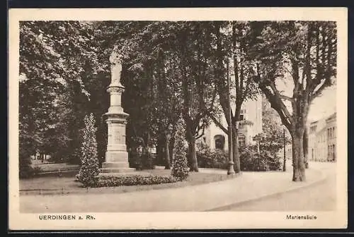 AK Uerdingen a. Rh., Blick auf die Mariensäule