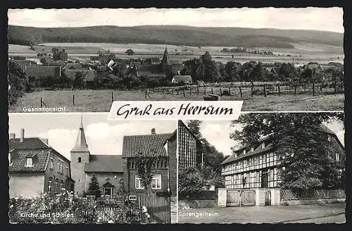 AK Heersum, Ortsansicht, Kirche und Schulen, Sprengelheim