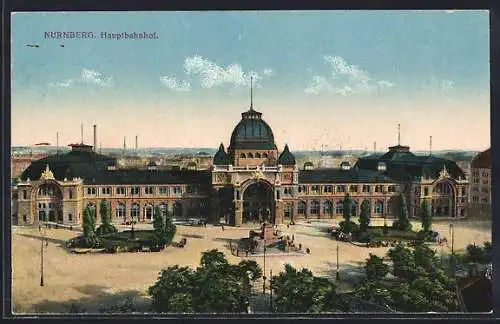 AK Nürnberg, Hauptbahnhof aus der Vogelschau