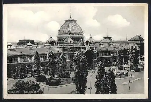 AK Nürnberg, Hauptbahnhof mit Denkmal