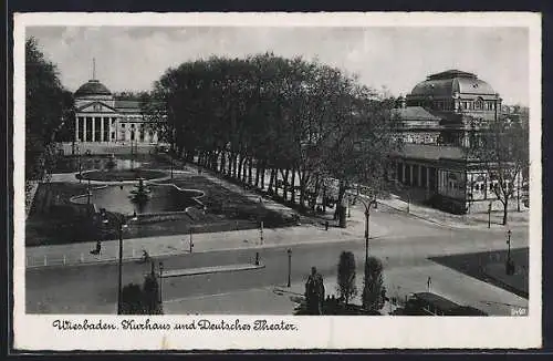 AK Wiesbaden, Kurhaus und Deutsches Theater