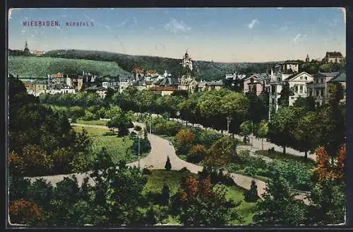 AK Wiesbaden, Stadtpark im Zentrum