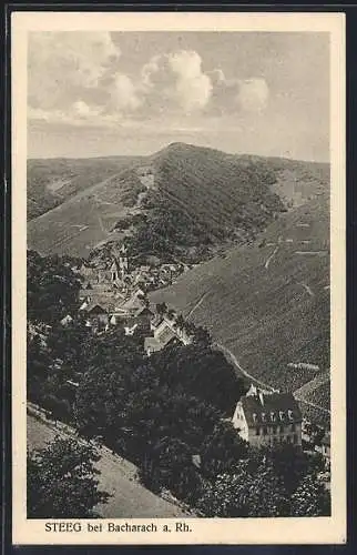 AK Steeg bei Bacharach, Teilansicht mit Blick in die Berge