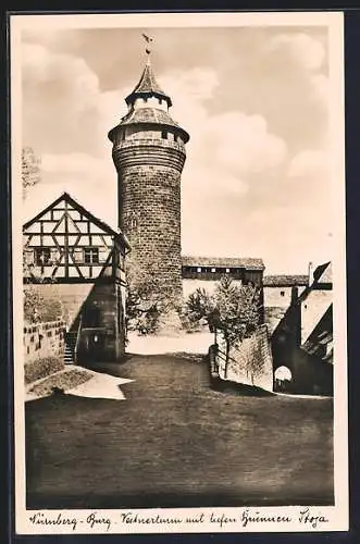 AK Nürnberg, Burg, Vestnerturm mit tiefen Brunnen