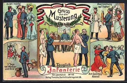 AK Gruss von der Musterung: Tauglich für die Infanterie