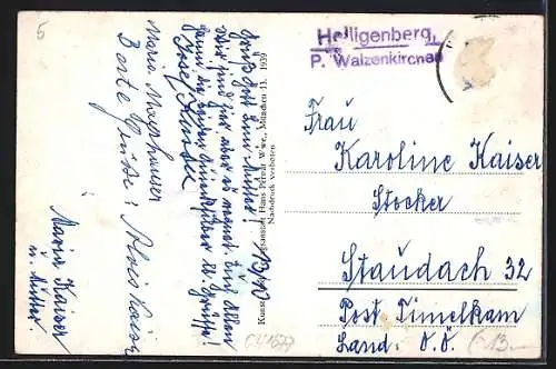 Künstler-AK Heiligenberg /Ob.-Öst., Strassenpartie mit Kirche