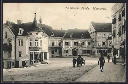 AK Lambach /Ob.-Oe., Marktplatz, Gasthof Zum Elefanten, Kino-Theater