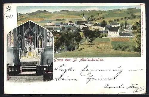 AK St. Marienkirchen, Teilansicht, Inneres der Kirche