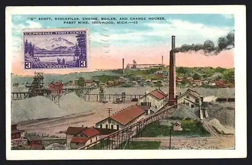 AK Ironwood, MI, H-Shaft, Stockpiles, Engine Boiler, and Change Houses, Pabst Mine