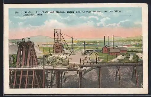 AK Ironwood, MI, Shaft A and Engine, Boiler and Change Houses, Aurora Mine