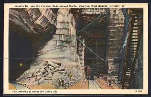 AK West Rutland, VT, Looking out into the tunnels, underground Marble Quarries