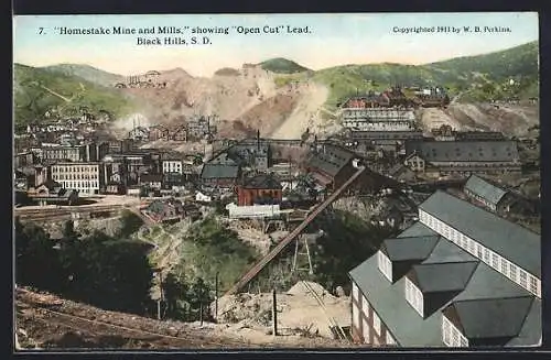 AK Lead /Black Hills, SD, Homestake Mine and Mills showing open cut