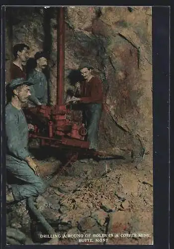 AK Butte, MT, Drilling a round of holes in a copper mine