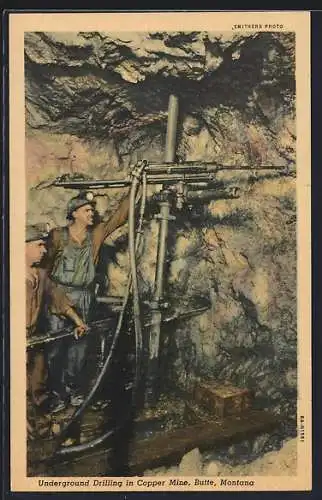 AK Butte, MT, Underground Drilling in Copper Mine, Bergbau