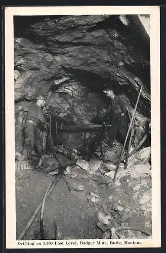 AK Butte, MT, Drifting on 3000 foot level, Badger Mine