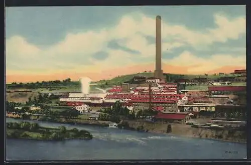 AK Great Falls, MT, Looking across the mighty Missouri River at the Anaconda Mining Co. Smelter