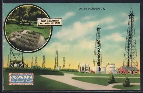 AK Oklahoma City, OK, Oil Field, memorial stone