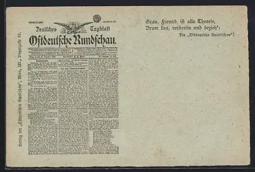 AK Zeitung Ostdeutsche Rundschau, Titelblatt 16.12.1898