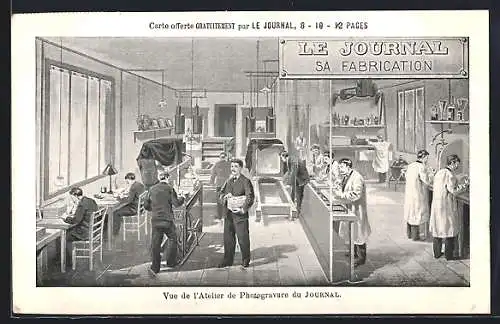 AK Zeitung Le Journal, Vue de l`Atelier de Photogravure du Journal