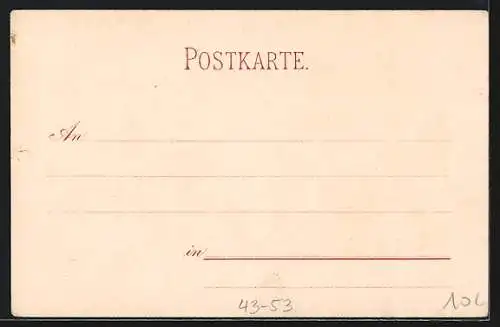 Lithographie Schuhplattler und Trachtenmädchen beim Volkstanz