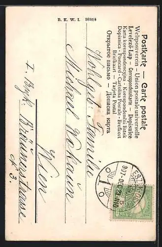 AK Kleiner Schornsteinfeger mit Leiter, Neujahrsgruss