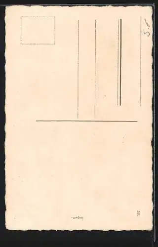 AK Zwerge hängen an einer Uhr, Neujahrsgruss