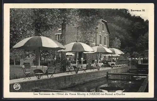 AK Juzaine-lez-Bomal, Les Terrasses de l`Hotel du Vieux Moulin