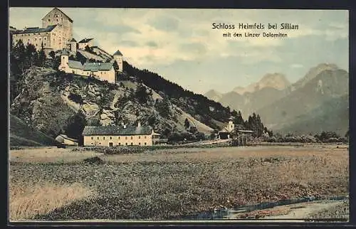 AK Sillian, Schloss Heimfels mit den Linzer Dolomiten