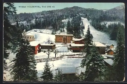 AK Volders, Wildbad Voldertal mit kleiner Kirche im Winter