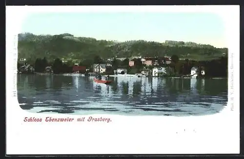 AK Altmünster am Traunsee, Ortsansicht mit Schloss Ebenzweier und Grasberg