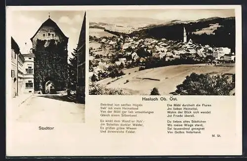 AK Haslach /Ob. Öst., Teilansicht, Stadttor