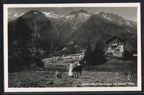 AK Krimml, Restaurant Falkenstein mit Bergpanorama