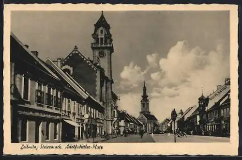 AK Leibnitz /Steiermark, Platz mit Hotel Kniely und Kirche