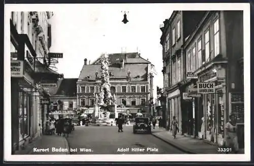 AK Baden bei Wien,  Platz mit Geschäften