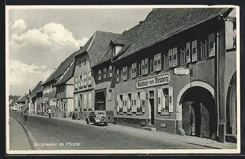 AK Berghausen im Pfinztal, Gasthaus zum Weinberg mit Strasse