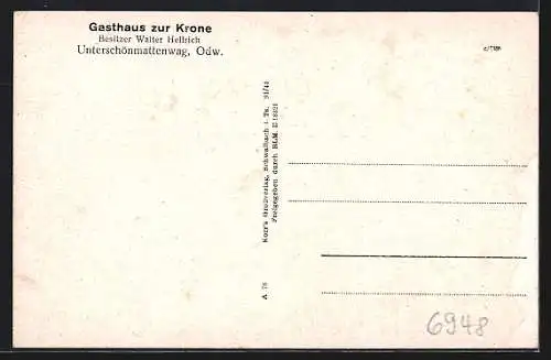 AK Unter-Schönmattenwag /Odenwald, Gasthaus zur Krone W. Helfrich, Gesamtansicht mit Bergpanorama