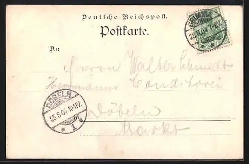 AK Machern, Gasthof zur Eisenbahn, Gesamt- und Gartenansicht
