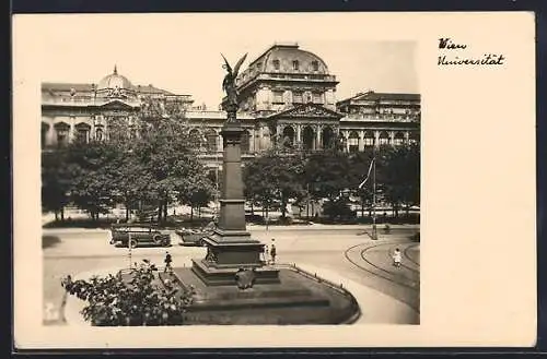 AK Wien, Blick zur Universität mit Denkmal