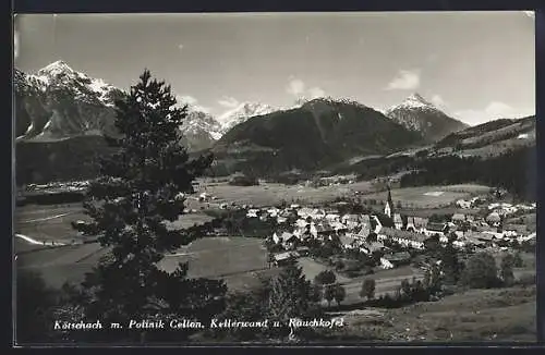 AK Kötschach, Ortsansicht mit Polinik Cellon, Kellerwand u. Rauchkofel