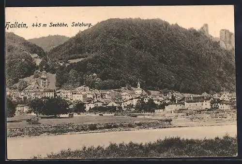 AK Hallein /Salzburg, Ortsansicht von einen Berg aus