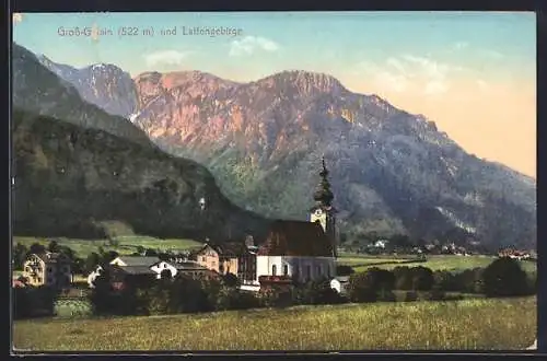 AK Grossgmain, Ortsansicht und Lattengebirge